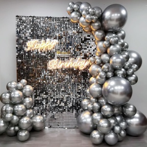 Set 10 Baloane din Latex Chrome, Flippy, Model Party, 13 cm, Silver, 1 g - Img 5