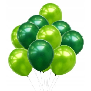 Set 10 Baloane din Latex Chrome, Flippy, Model Party, 23 cm, Diferite Nuante Verde, 2.2 g - Img 1