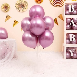 Set 10 Baloane din Latex Chrome, Flippy, Model Party, 23 cm, Mov, 2.2 g - Img 6