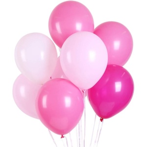 Set 10 Baloane din Latex Metalizate, Flippy, Model Party, 23 cm, Alb si Roz, 2.2 g - Img 4