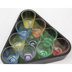 Set 10 pahare de shot Flippy, cu Suport de Biliard, 30 ml, din sticla, 10 x 10 cm, multicolor - Img 4