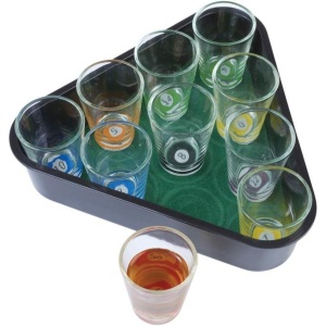 Set 10 pahare de shot Flippy, cu Suport de Biliard, 30 ml, din sticla, 10 x 10 cm, multicolor - Img 1