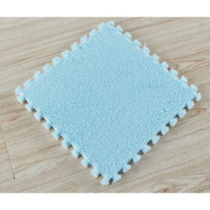 Set 10 Piese Covor tip Puzzle, Flippy, Spuma EVA, Pufos, 30 x 30 x 1 cm, Baby Blue - Img 6