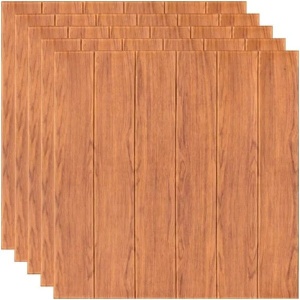 Set 10 Placi Tapet 3D, Flippy, 70 x 70 cm, Grosime 3 mm, din Rasina, Tip Placi de Lemn, Suprafata Acoperita 4.9 mp, Maro Roscat - Img 2