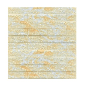 Set 10 Placi Tapet 3D, Flippy, 70 x 77 cm, Grosime 3 mm, din Polietilena, Model Caramida, Suprafata acoperita 5.3 mp, Marmura Galbena - Img 1
