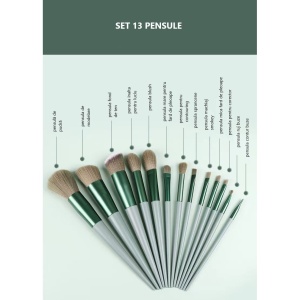 Set 13 pensule pentru machiaj, Flippy, super soft, makeup profesional/incepatori, verde - Img 6