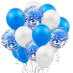 Set 15 baloane pentru petrecere, Flippy, albastru/ alb, 30 cm - Img 1