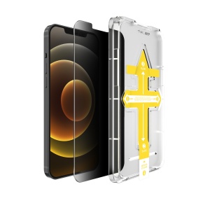 Set 2 folii sticla securizata cu sistem de montare usor si rapid Full Cover 3D Privacy Flippy compatibila cu Apple iPhone 12 / 12 Pro - Img 2