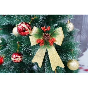 Set 2 fundite pentru brad, Aurii, decorate, cu sclipici, 14 x 19 cm, din poliester, Flippy - Img 2