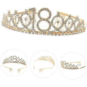 Set 2 Piese pentru Majorat, Flippy, 15 x 13 x 5 cm, Coronita Printesa Gold si Panglica 18&amp;Fabulous, Negru - Img 5