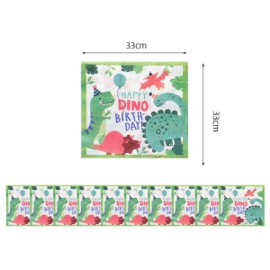 Set 20 de Servetele de Masa Happy Birthday, Flippy, Model Dinozauri, Tematica Aniversare, 33x33 cm, Verde - Img 3