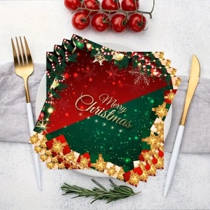 Set 20 de Servetele de Masa, Merry Christmas, Flippy, Tematica Craciun, 16.5 cm, Verde/Rosu - Img 2