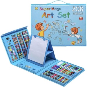 Set 208 Piese, Complet pentru Pictura si Desen, Flippy, Tip Servieta, 3-12 Ani, 32.6 x 27.7 x 6 cm, Albastru - Img 4