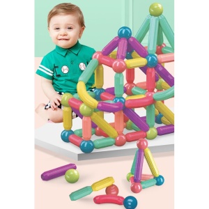 Set 25 de Piese Magnetice de Constructie, Flippy, Puzzle, Forme, 3 Ani, ABS, Magnet, 16x6x14 cm, Multicolor - Img 5
