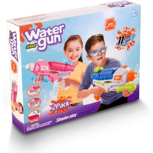 Set 2x Pistol cu Apa pentru Copii, Rezervor, Pentru Piscina/Plaja, Flippy, 6ani+, Roz + Albastru, 600 ML - Img 8