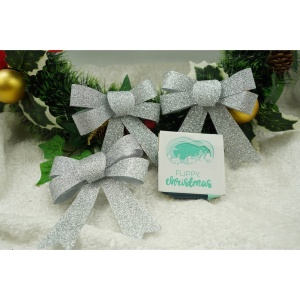 Set 3 fundite pentru brad, Argintii, cu sclipici, 10 x 11 cm, din poliester, Flippy - Img 3