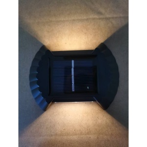 Set 4 Aplice solare LED Bidirectionale pentru perete Flippy, in forma de funda, 8 LED-uri, material ABS si PC, lumina puternica, IP65, 10 x 7.5 cm, baterie 1.2 V, 300 mAh, autonomie 8-10 ore, alb cald - Img 2