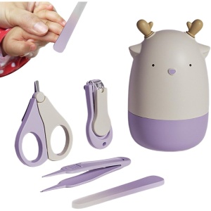 Set 4in1 de Ingrijire Unghii pentru Bebelusi, Flippy, Cutie de Depozitare Tip Cerb, 0-6 Ani, 11 x 6 x 11 cm, Mov - Img 9