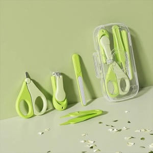 Set 4in1 de Ingrijire Unghii pentru Bebelusi, Flippy, Cutie de Depozitare Texturata, 0-6 Ani, 13.6x8x2 cm, Verde - Img 3