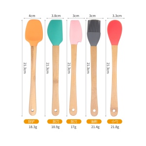 Set 5 Mini Spatule de Silicon Flippy, pensula, Stejar, Multicolor - Img 10