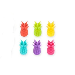 Set 6 Accesorii pentru Pahare, Flippy, pentru Petreceri/Cocktailuri, din Silicon, Model Ananas, Multicolor - Img 3