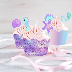 Set 6 Accesorii pentru Prajituri Sirena, Flippy, Colectia Mermaid, 22.7 x 8.7 cm, Multicolor - Img 5