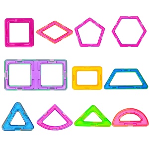 Set 60 Piese Magnetice de Constructie, Flippy, Piese Mari, Magnetic Blocks, Forme Geometrice, 3 Ani, ABS, Magnet, 22 x 17.2 x 8.5 cm, Multicolor - Img 3