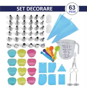 Set 63 Piese Ustensile pentru Ornare Prajituri, Flippy, din Plastic si Otel Inoxidabil, Forme Briose, Multicolor - Img 4