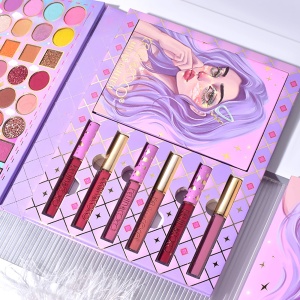 Set 8 Produse de Machiaj, KEVIN & COCO, Violet Fairy, 51 culori, 19.5 x 24.5 x 2.5 cm - Img 4