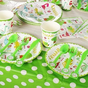 Set 9 Accesorii de Masa, Flippy, Colectia Dino Park, 82 Piese, din Carton/Plastic/Hartie, Multicolor - Img 4