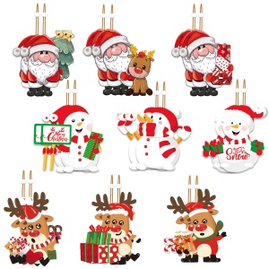Set 9 Decoratiuni de Craciun din Lemn, Flippy, cu Snur pentru Agatare in Brad, 3 Modele, Model Mos Craciun cu Brad, Ren si Cadouri, Diferite Dimensiuni, Multicolor - Img 7