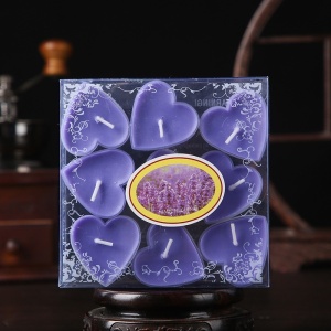 Set 9 Lumanari in Forma de Inima, Flippy, pentru Ziua Indragostitilor, Aroma de Lavanda, Ardere 3.5 h, din Parafina, 4 x 2 cm, Mov - Img 2