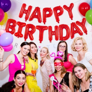 Set Baloane din Folie Metalizata, Flippy, Model Happy Birthday, Litere de 40 cm, Baloane Party, Ambalaj Individual, Pai, Ata si Adeziv Incluse, Umflare cu Aer sau Heliu, Rosu - Img 4