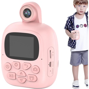 Set Camera Instantanee pentru Copii, Flippy, Camera 180° Selfie, Ecran HD 2'', 24MP, 720P Video, 1200 mAh, cu Functie de Printare Alb-Negru, cablu USB-C, Bluetooth, Compatibil iOS/Android, Imprimare APP, Model Bunny, Roz - Img 7