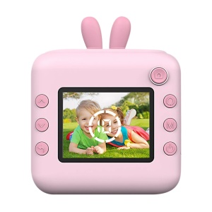 Set Camera Instantanee pentru Copii, Flippy, Ecran HD 2.4'', 24MP, 720P Video, 1200 mAh, cu Functie de Printare Alb-Negru, cablu USB-C, Bluetooth, Compatibil iOS/Android, Imprimare APP, Model Iepure, Roz - Img 7