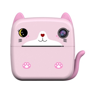 Set Camera Instantanee pentru Copii, Flippy, Ecran HD 2.4'', 24MP, 720P Video, 1200 mAh, cu Functie de Printare Alb-Negru, cablu USB-C, Bluetooth, Compatibil iOS/Android, Imprimare APP, Model Kitty, Roz - Img 1