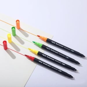 Set Carioci pe Baza de Apa, Flippy, 2 in 1, pentru Pictura, Caligrafie, 72 Culori, Penar Negru, Corp Carioca Negru, 24.5 x 18.5 x 5 cm, Multicolor - Img 4