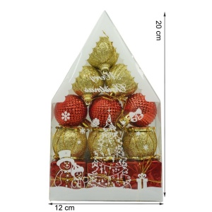 Set de 12 ornamente de brad, Flippy, de tip Glob, Rosu/ Auriu, din polistiren, cu finisaj sclipitor , cutie 4 cm adancime x 20 cm inaltime x 12 cm lungime) - Img 11