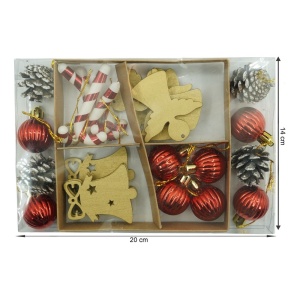 Set de 24 ornamente de brad, Flippy, de tip Glob, Multicolor, din polistiren, cu finisaj sclipitor , cutie 3 cm adancime x 20 cm lungime x 14 cm inaltime - Img 11