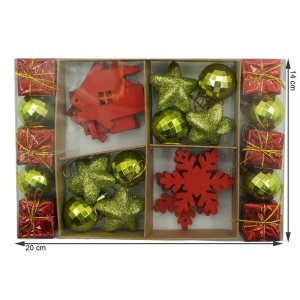 Set de 24 ornamente de brad, Flippy, de tip Glob, Rosu/ Auriu, din polistiren, cu finisaj sclipitor , cutie 3 cm adancime x 20 cm lungime x 14 cm inaltime - Img 11