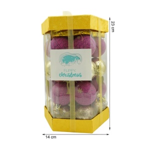 Set de 35 ornamente de brad, Flippy, de tip Glob, Auriu/ Mov, din polistiren, cu finisaj sclipitor , cutie 14 cm adancime x 23 cm inaltime x 14 cm lungime) - Img 11
