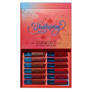 Set de Buze, KEVIN & COCO, Caramel Pie, 12 Lip Gloss-uri, 24 x 18.5 x 3.4 cm, Multicolor - Img 5