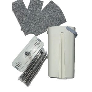 Set de Curatenie, Flippy, Mop si Galeata, Capacitate 5.7 l, 4 Rezerve Microfibra Incluse, Plastic, Utilizare Umeda/Uscata, Stoarcere Fara Maini, Albastru/Alb - Img 9