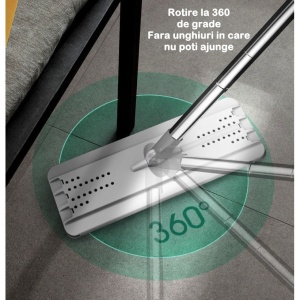 Set de curatenie Flippy, mop si galeata, galeata 5.7 l, 4 rezerve microfibra incluse, design modern, pentru interior, material plastic, peri sintetici, plat, cu storcere, alb - Img 12