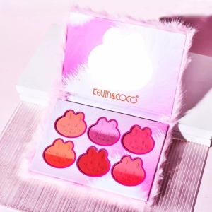 Set de Machiaj Kevin&Coco, 6 culori Blush, Husa Pufoasa, Model Pisicuta, 17.3x12.5x5 cm, Multicolor - Img 3