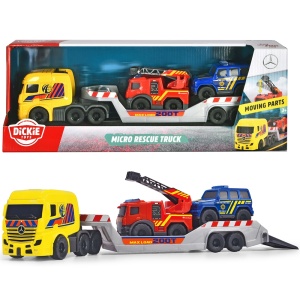 Set Dickie Toys Micro Rescue Truck cu un camion de salvare si 2 vehicule - Img 2