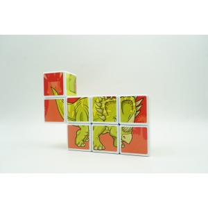Set inteligent de cuburi magnetice pentru copii, 8 piese, cutie depozitare, puzzle dinozauri, +3 ani, multicolor - Img 6