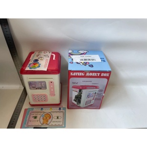Set Pusculita pentru Copii, Flippy, Tip ATM, Parola cu Amprenta, Roz, 580 g - Img 1