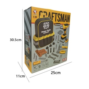 Set Scule de Jucarie pentru Copii, Flippy, Ghiozdan cu Bormasina si Accesorii Incluse, 28 Piese, Material Plastic Durabil, Interactiv, +3 Ani, 30.5x25x11 cm, Negru/Portocaliu - Img 2