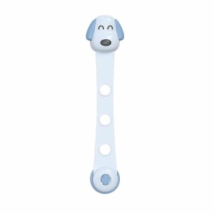 Siguranta pentru Usi Copii, Flippy, Sistem de Blocare Sertare, Dulap, Frigider, Adeziv, cu Sistem de Inchidere Dublu, Model Catelus, Albastru - Img 1